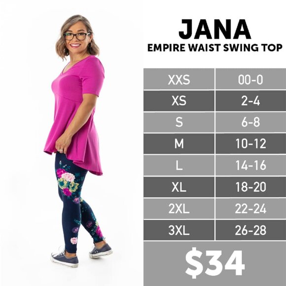 XS Lularoe Jana swing top, solid black - Picture 2 of 2